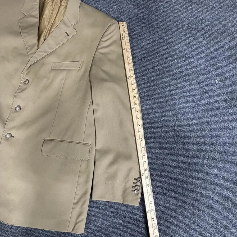 Sean John Blazer Mens 46R Tan Wool 3 Button Notch Lapel Double Vent Sport Coat